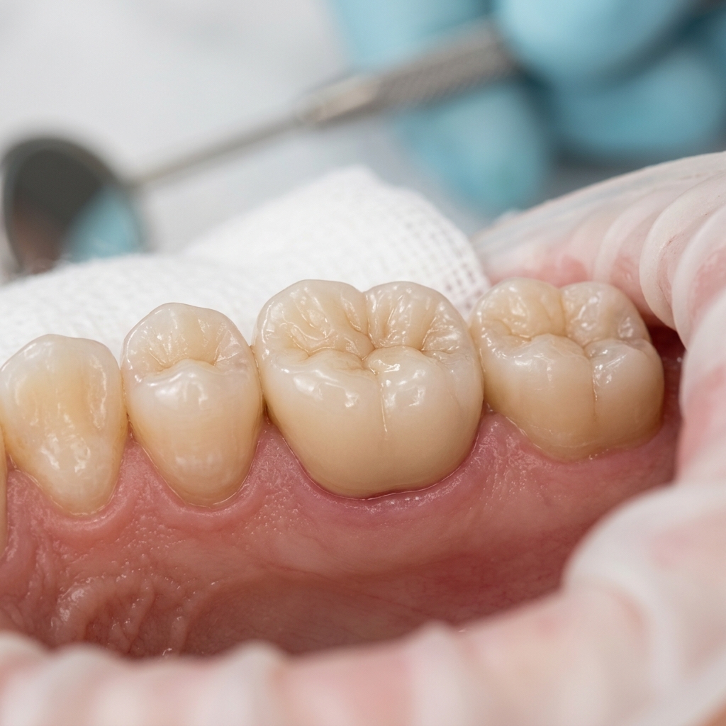 Illustrative visual — natural-looking crown perfectly fitted after restoration