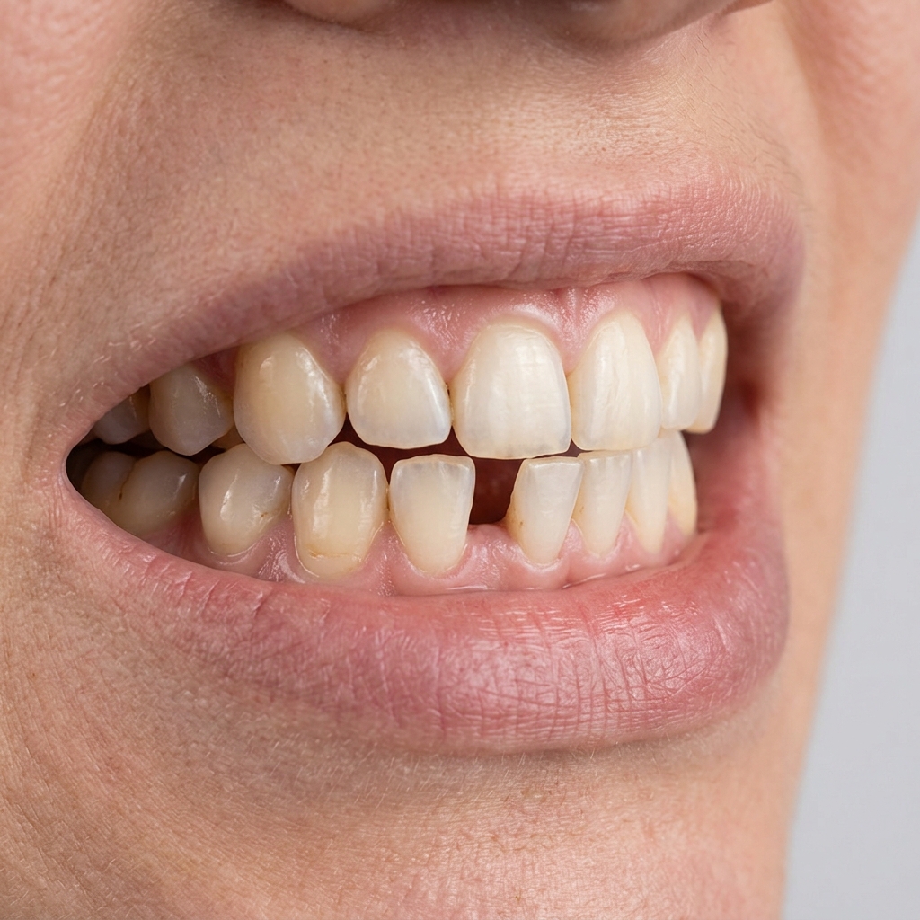Illustrative visual — missing tooth before dental implant placement
