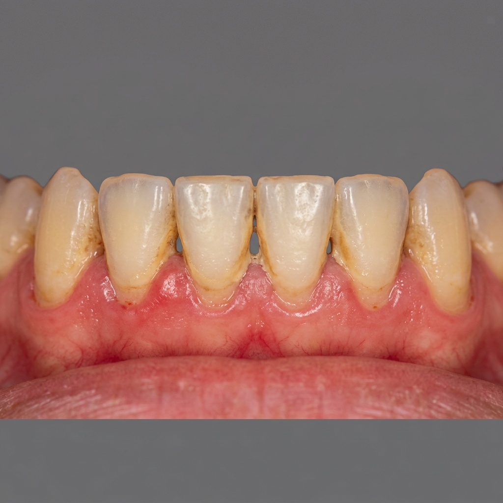 Illustrative visual — tartar and gum inflammation before treatment